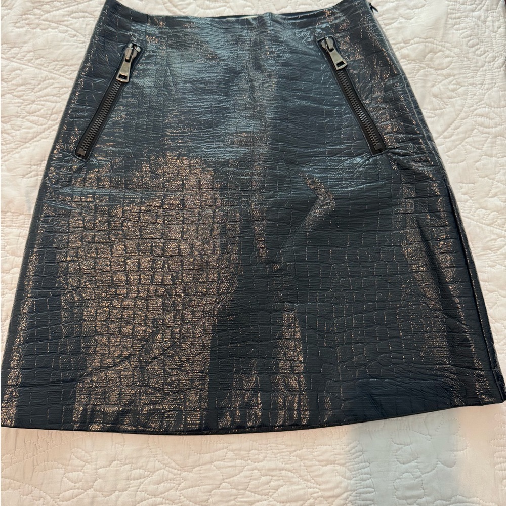 Blue Mini A-Line Skirt with Textured Finish